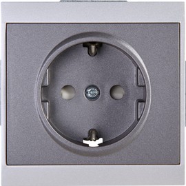 Kopp 923450087 Malta Protective contact socket with increased protection against accidental contact (child protection cover), silver-anthracite