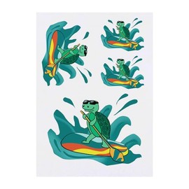 Azeeda 4 x 'Schildkröten-Paddleboarding' Temporäre Tattoos - Wasserfest, Hautfreundlich & Ungiftig · Transfers in Verschiedenen Größen (TO00073968)