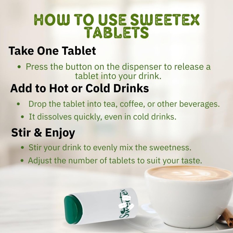 Sweetex Sugar Free, Calorie Free Sweetener Tablets, Convenient Pocket Size