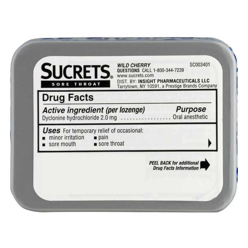 Sucrets Sore Throat Lozenges, Wild Cherry Flavor, 18 Count