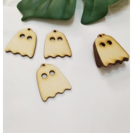 30pcs Ghost Shape Wood Earrings Blanks, Wood Jewelry Accessories, Unfinished Wooden Earrings for DIY Craft Jewelry Making (2'')