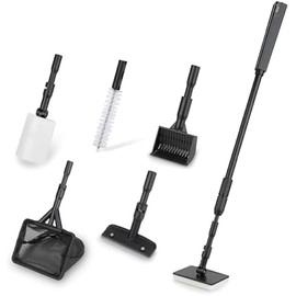 hygger 6-in-1 Aquarium Cleaning Tools, Multipurpose Fish Tank Cleaning Kit for 20-160 Gallon Tank with Telescopic Long Handle,6 Clean Heads