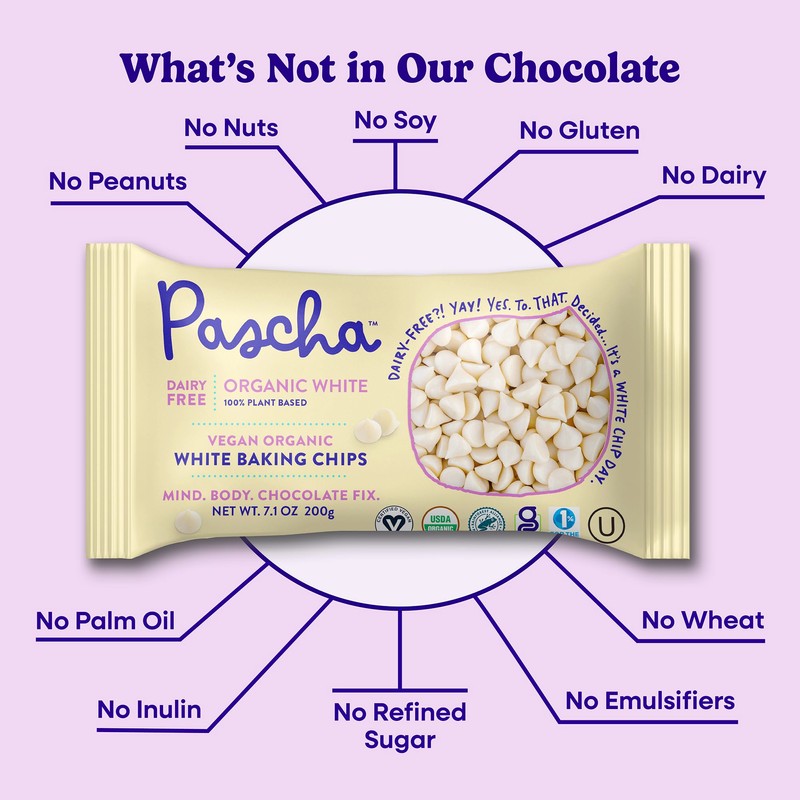 Pascha, Organic White Rice Chocolate Baking Chips, 7.1 Ounce