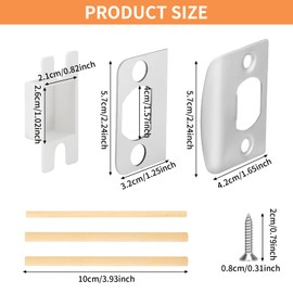 Standard Door Strike Plates with Shims, Door Lock Latch Plate Repair Kits to Fix Door Won’t Latch in, Stainless Steel Door Strike Plate for Home Office Door Frame Restorer(Satin Nickel, 2 Sets)