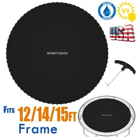 SPORTYOUTH 12FT 14FT 15FT Replacement Trampoline Mat Pad Rechange Bounce Mat 72/88/96 Rings - 15' w/96 V-rings & 6.5" Springs