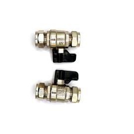 hep® 15mm Full Bore Isolating Ball O Fix Valve Straight for Tap Connector Flexi Pipes with Thumb Trun Black Lever for Hot & Cold WRAS Approved Pack of 2
