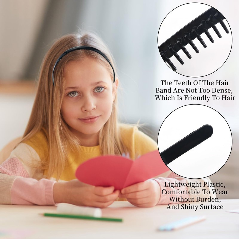 2-Piece Unisex Shark Tooth Comb Headband, Non-Slip Sports Hair Band