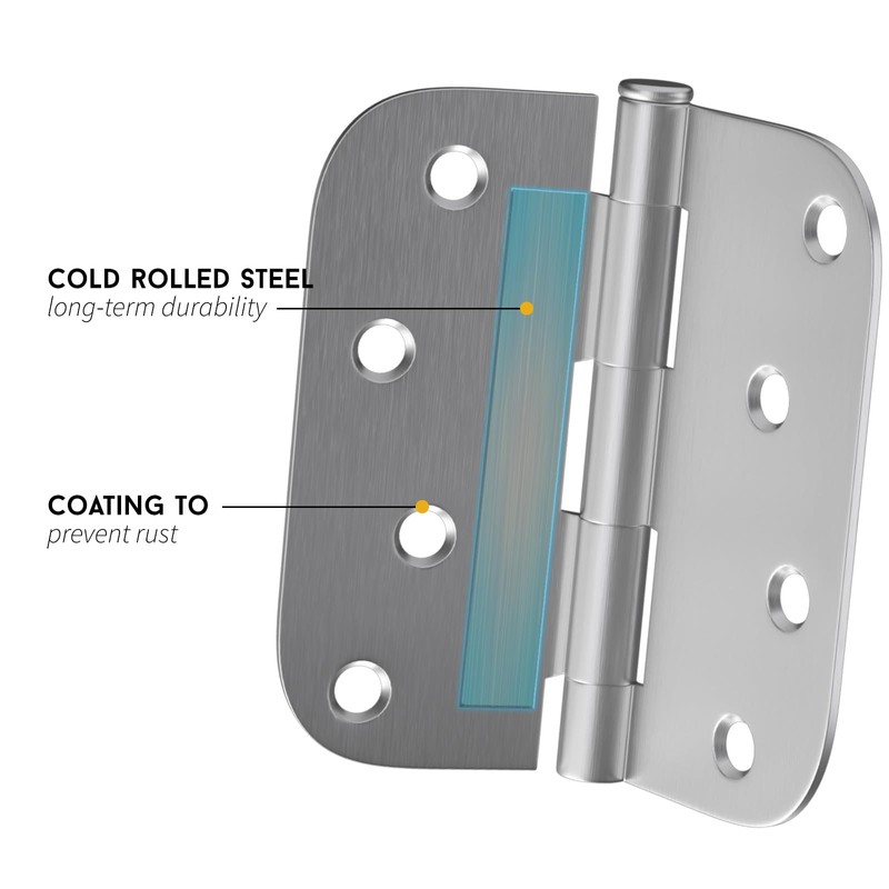 goldenwarm 3 Pieces Satin Nickel Door Hinges 4 x 4