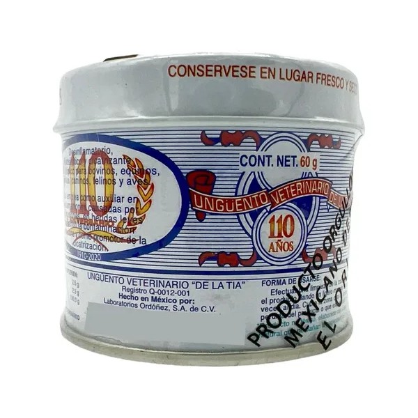 Ungüento Veterinario De La Tía Pomada 60 G Chico Ordoñez