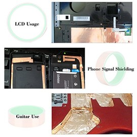 Guitarra Copper Foil Tape Cinta adhesiva de doble Conductive 0,6/1,2/2.5/5/10/15,2 cm Ancho para blindaje EMI, 1 Cinta Doble Cara Cobre