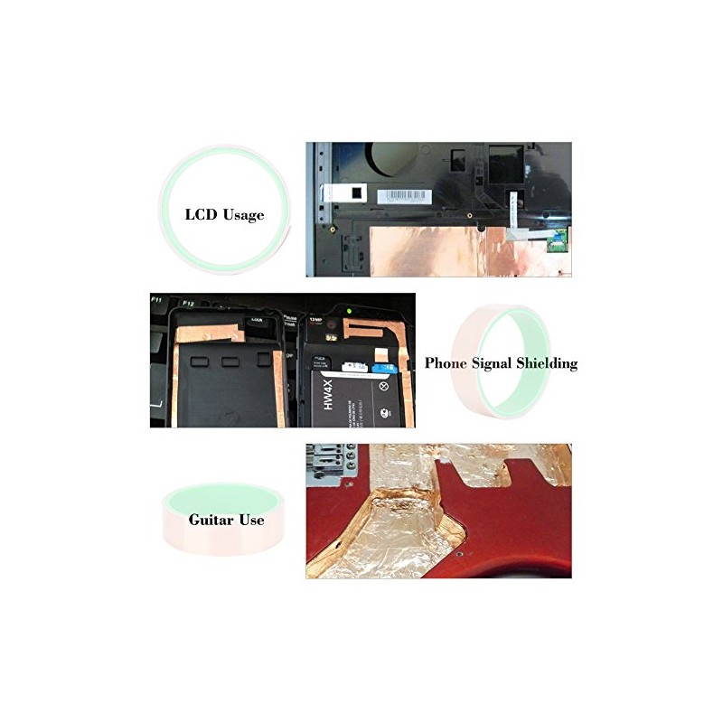 Guitarra Copper Foil Tape Cinta adhesiva de doble Conductive 0,6/1,2/2.5/5/10/15,2