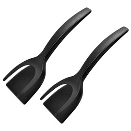 MUNSKT 2PCS 2 in 1 Grip Flip Spatula Tongs, Egg Tongs Clamping Flipping Spatula, Fried Egg Flipper Spatula for Omelette,Pancake