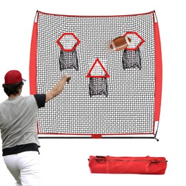 PGL Football Throwing Net with Carry Bag,3 Throwing Targets Net for Football Throwing Target Practice,Quarterback Practice Net,Improve Throwing Accuracy,6×6 FT for Throwing＆Passing Accuracy Trainer