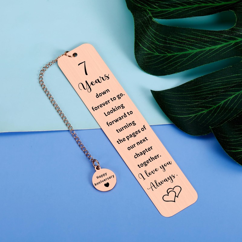Copper Anniversary Bookmark Gifts for Her Him 7 Year Copper