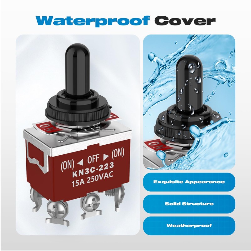 Momentary Toggle Switch,Malicele DPDT 6 Pin (ON)-Off-(ON) Waterproof 30A 12V