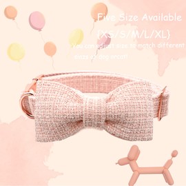 Lionheart glory Dog Collar with Bowtie,Pink Dog Collars for Female Dogs,Adjustable Soft Dog Collars with Bow Tie, Pet Collars, Bow Tie for Medium Dogs, Gift