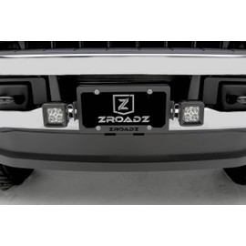 ZROADZ Universal LED License Plate Frame Bracket ONLY- Black Mild Steel - Bolt-on No Drilling Required - Mounts (2) 3 Inch ZROADZ or Similar Style LED Pod Lights PN#Z310005