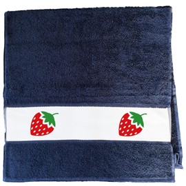 Huuraa Sporthandtuch Erdbeere Strawberry Geschenk 50x100cm French Navy Baumwolle Erdbeere Geschenkidee