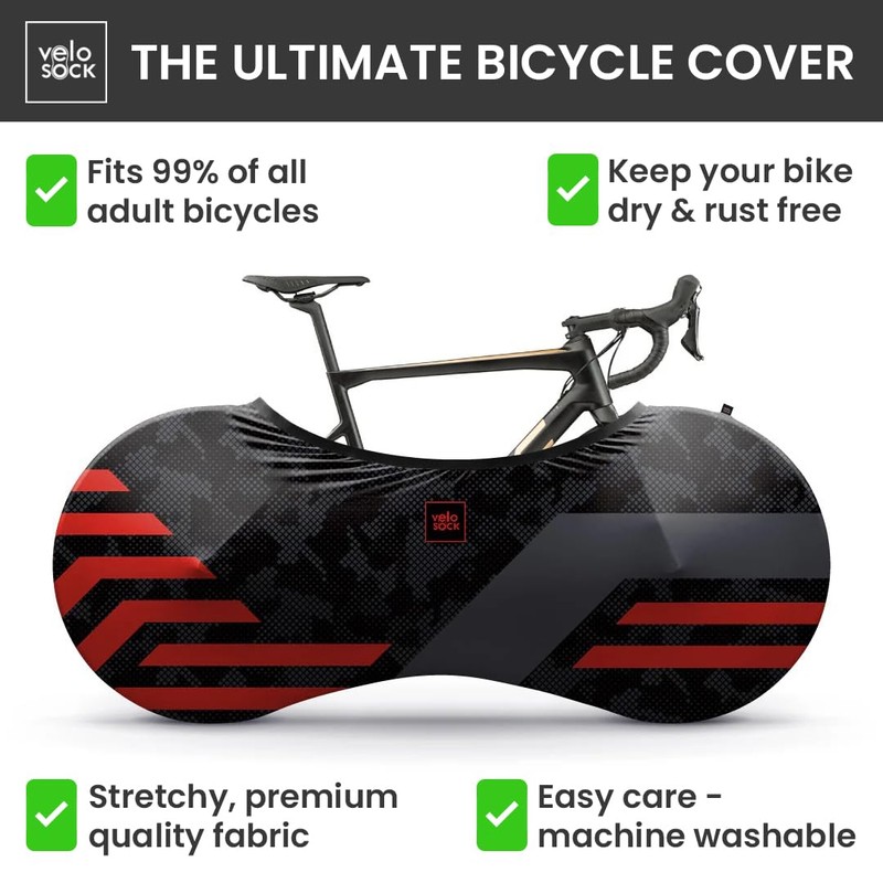 Velo Sock Unisex - Adult Red Lines Bike Cover, One