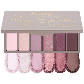 HHLTOH 6 Colors Eyeshadow Palette, Rose Pink Mauve Plum Neutral Matte & Shimmer Eye Shadow for Mature Skin, Highly Pigmented Blendable Waterproof, Easy Everyday Eye Makeup, Vegan & Cruelty-Free, 04
