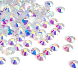 PLMHU 720pcs Flat Back Rhinestones Glitter Round Crystal Gems Glass Rhinestones for Crafts Nail Art Clothes Shoes DIY Decorations, Transparent AB, SS20, 4.6-4.8mm