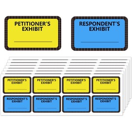 400 Pcs Exhibit Stickers Label,Yellow Petitioner's Exhibit and Blue Respondent's Exhibit,1.65 x 1 inch Stickers for Office,Courtroom