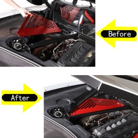 car-king888 Red Aluminum Car Engine Bay Tie Side Trim Decorate Cover For Corvette C8 2020-24