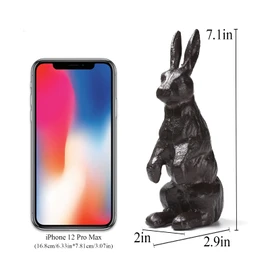 BRASSTAR Cast Iron Standing Rabbit Statue Outdoor Garden Patio Yard Indoor Home Animal Figurine Decorative 7.1''(H) TQGJPT306