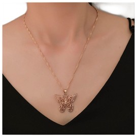 Cimenexe Bohemian Large Butterfly Pendant Necklace Choker Hollow Butterfly Choker Necklace Gold Butterfly Chain Necklace Vintage Twisted Chain Necklace Jewelry for Women and Girls