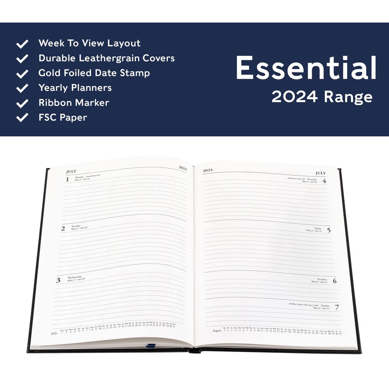 Collins Debden Essential A5 Week to View Diary 2024 Full