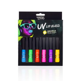 UV Glow Blacklight Lip Gloss - 6 Colour Variety Pack, 3.7g - Day or Night Stage, Party or Costume Makeup by Splashes & Spills