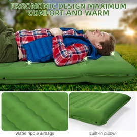 FNARMW Camping Sleeping Pad, Extra Thick 5 Inch Camping Mat with Pillow, Built-in Foot Pump Inflatable Sleeping Pads Compact for Camping Backpacking Hiking Traveling Tent as Camping Essentials（Green）