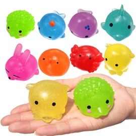 Aiyouwei 8-Piece Jumbo Glitter Mochi Squishy Toy Squishy Animals Stress Reliever Kids Party Favours