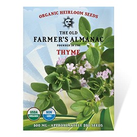 The Old Farmer's Almanac Organic Thyme Seeds - Approx 200 Seeds - Non-GMO, Open Pollinated, Heirloom, Organic
