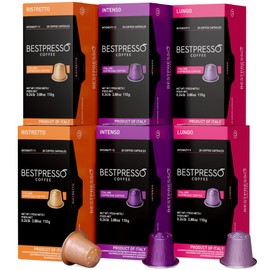 Bestpresso Coffee For Nespresso Original Machine 120 Aluminum Pods Certified Genuine Espresso Variety Pack Pods Compatible with Nespresso Original (Intense Variety Pack)