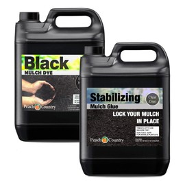 Midnight Black Mulch Dye Color Concentrate (1 Quart, Black) and Stabilizing Mulch Glue Binder (1 Quart)