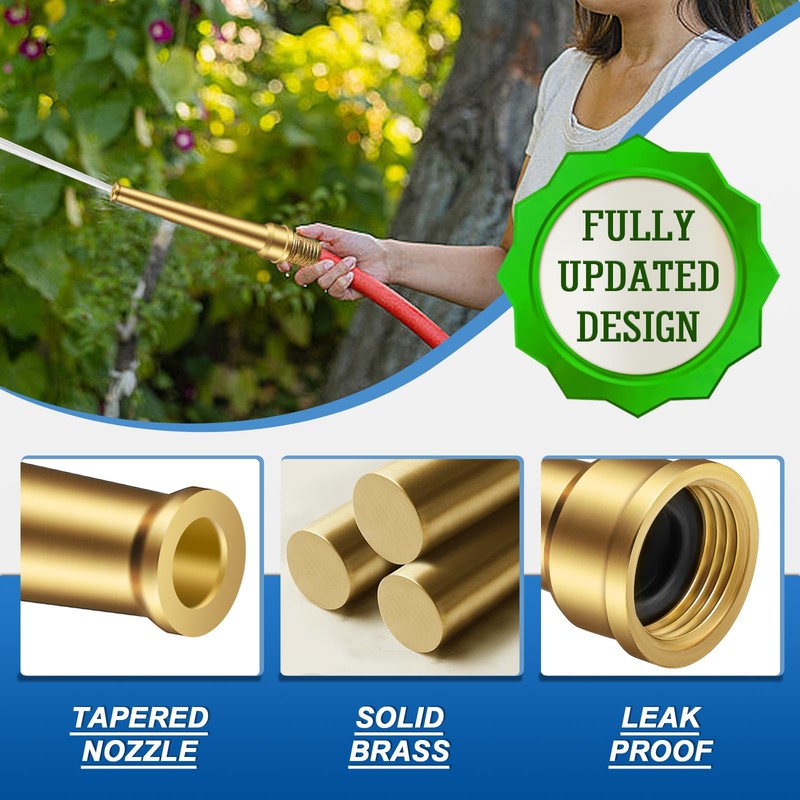 3/4 GHT Brass Garden Water Hose Spray Nozzle, 6 Inch