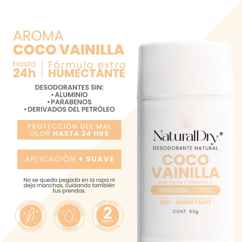 Desodorante barra Naturaldry Original coco & vainilla 50 g