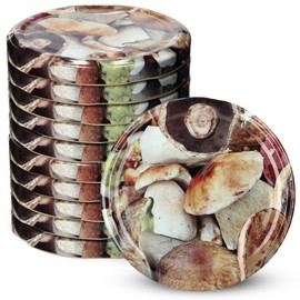 KADAX fi82 mm Screw Lid, Twist-Off Lid Set Made of Metal, Replacement Lids for Mason Jars, Lids with 6 Locking Teeth for Jars and Preserving Jars (Pack of 10, Mushrooms)