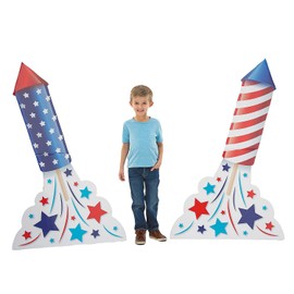 34" x 54" Patriotic Rocket Cardboard Cutout Stand-Ups