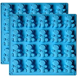 Palksky 20 Cavity Large Gummy Bear Mold/Big Bear Crayon Mold for Brownie Muffin Chocolate Ganache Jelly Pralines Caramels Candy Soap Bar Bath Bomb Mould