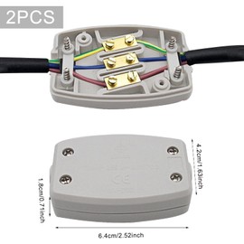 2 PCS 3 Terminal Electrical Junction Box Flex Connector Grey 250v 13Amp Cable Joiner Box Flex Erminal in-line Connector Connect for Outdoor Lighting Connector Electrical Power and Automotive Wiring…
