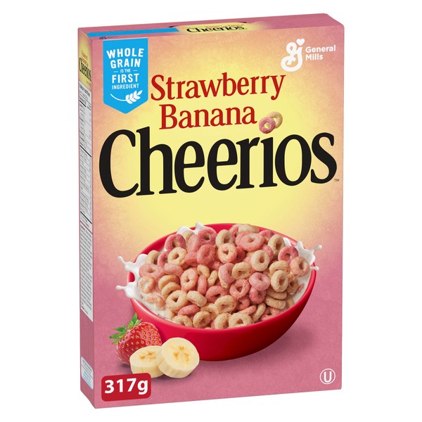 CHEERIOS Naturally Flavoured Strawberry Banana Cereal Box, Whole Grains