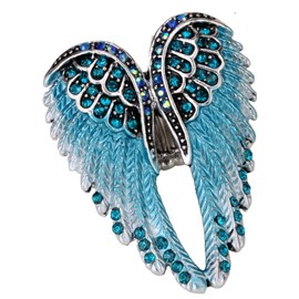 Angel Jewelry Women's Crystal Angel Wings Stretch Rings Biker Jewelry