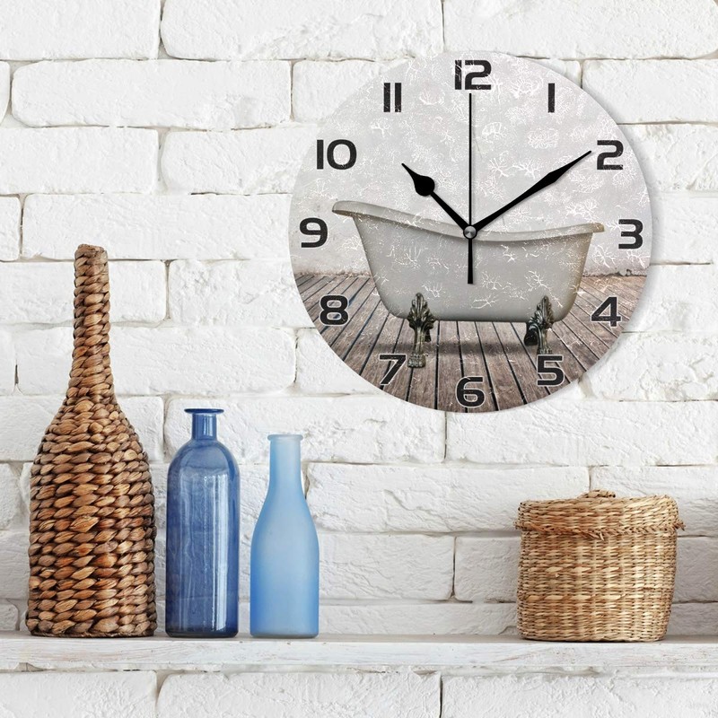 Qilmy - Reloj de pared para tina, diseño de pintura