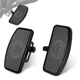 BAKAFOH D-shaped Driver Footboards Front Rider Foot Rest Floorboards for Indian Scout Sixty Bobber 2015-2025 Models Foot Pegs Accessories(Black, Skull Swords)
