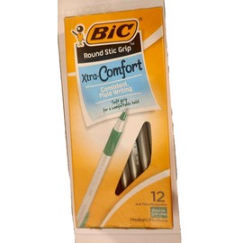 BIC Pen Ballpoint GREEN ink Round Stic soft Grip Xtra Comfort 1.2m box of 12