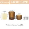Glass Votive Tealight Candle Holder: Glasseam Amber Ribbed Tea Lights