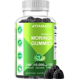 Vitamatic Sugar Free Moringa Gummies - 10000 mg Equivalent per Serving - Complete Green Superfood - 240 Pectin Based Gummies