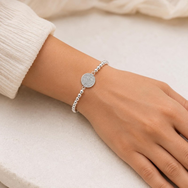 TClaudia Pulsera San Benito Plata 925 con Esferas para Mujer